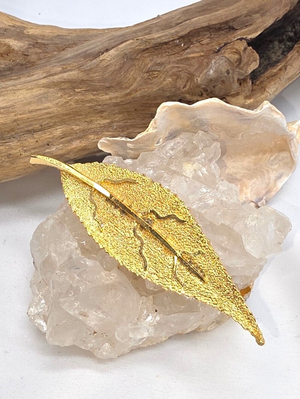 Vintage BSK Gold Tone Leaf Brooch | Mid-Century Botanical Pin